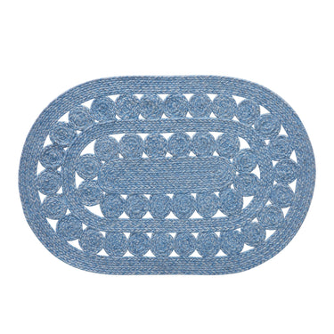 Celeste Blended Blue Indoor/Outdoor Oval Braided Rug 20